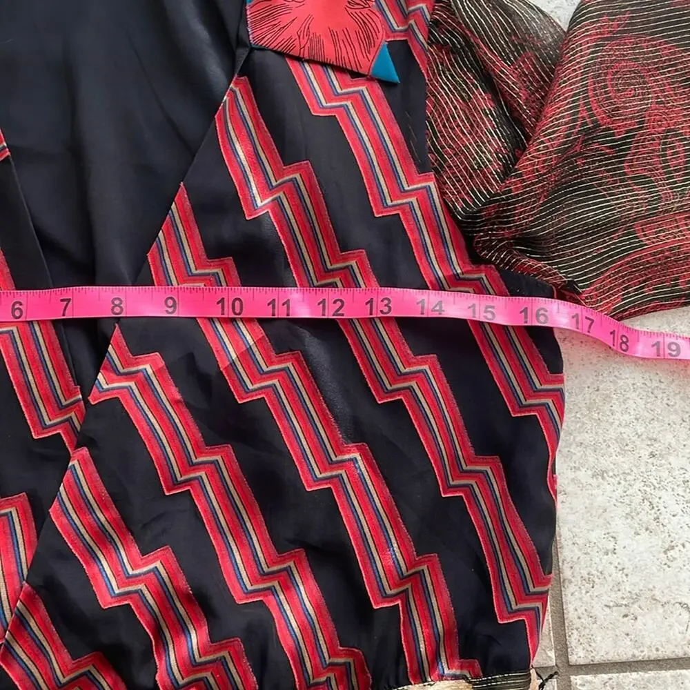 Alice + Olivia Multi-Color Mixed Print Wrap Blouse - Picture 15 of 16